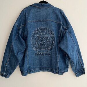 TYCA Embossed Retro Denim Trucker Jean Jacket Salamander Fire Union Logo Unisex